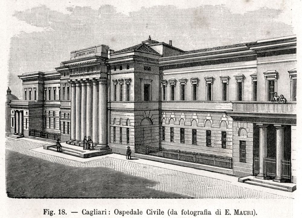 CAGLIARI Ospedale Civile San Giovanni di Dio. Sardegna. Stampa Antica. 1895